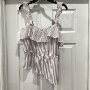 NWT Victoria’s Secret Ruffle Dream Angel Striped Asymmetrical Cami-Large